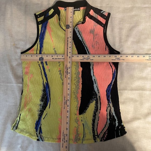 Jamie Sadock Sleeveless Zip Polo Top Multicolor Sz Large - Picture 8 of 11